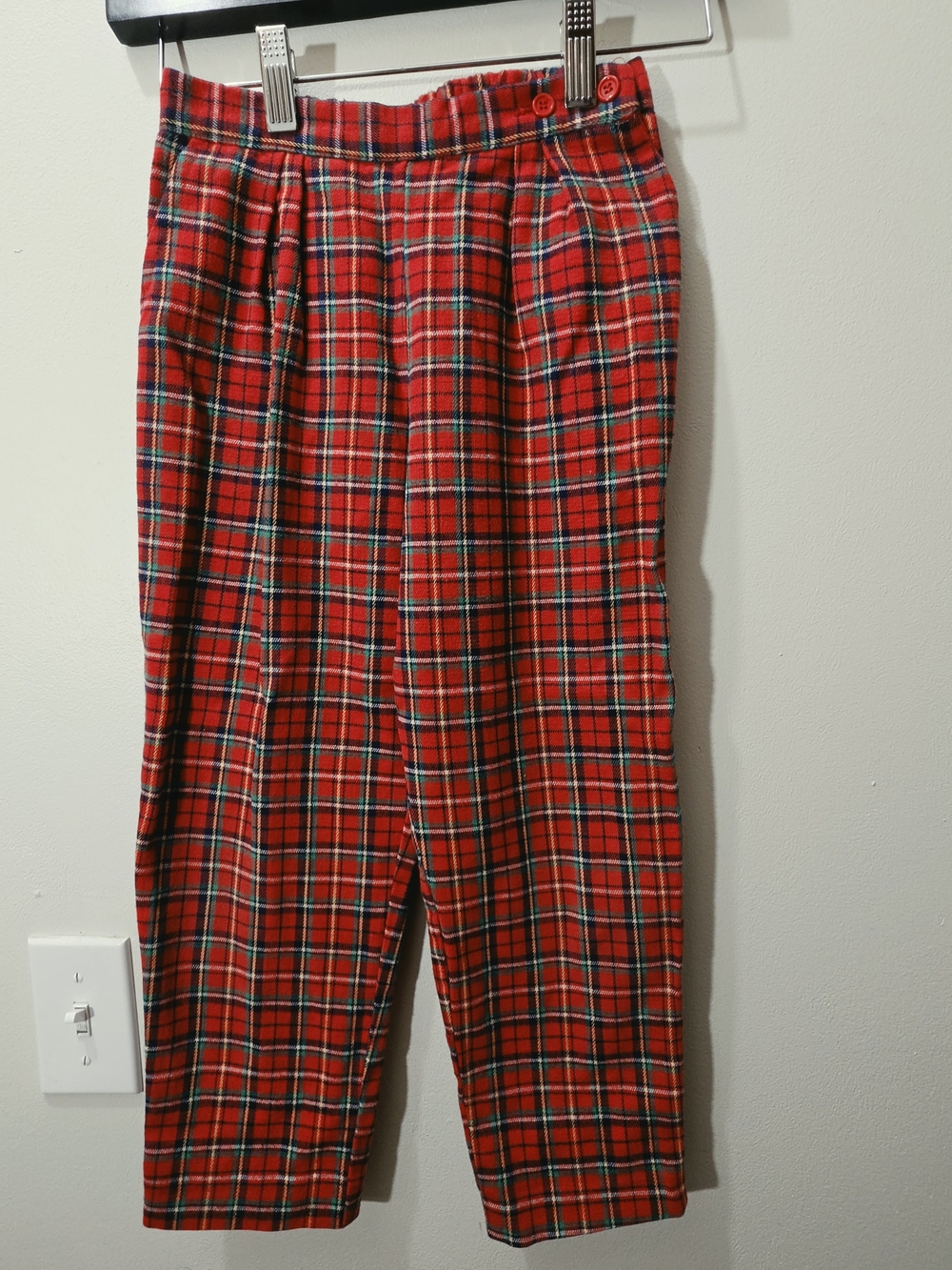 Hartstrings Red Plaid Tartan Pants Trousers Kids Size 6 Made In USA Christmas